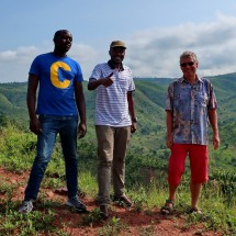 View into Burundi with our friend Aidan (center)